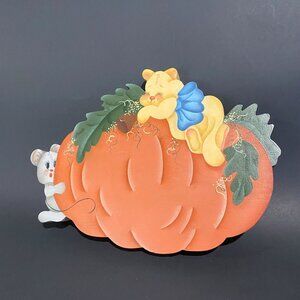 vintage Americana hand painted wooden cookie jar lids/decor Fall Pumpkin cute 9x